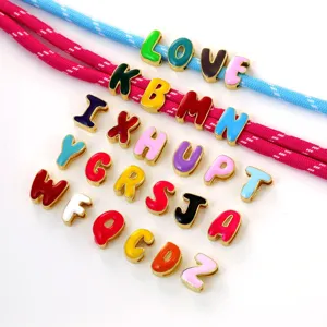 Colorful Enamel Alphabet Charms Gold Plated Letter Beads for DIY Jewelry Bracelet