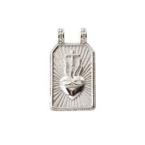 Colgante de metal de corazón sagrado cruz mística abalorio DIY para collar pulsera joyas