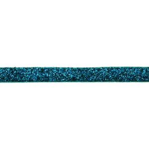 Blue glitter velvet ribbon detail, sparkling silver silk trim for DIY hair accessories and crafts.