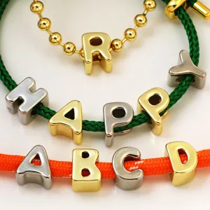 DIY alfabeto letras dijes para pulsera accesorios cuentas de metal oro plata cordones