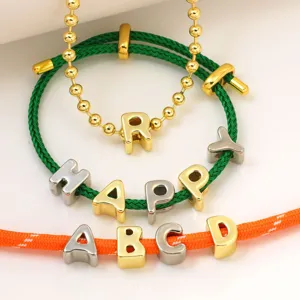 DIY oro plata letras dijes colgante pulsera cuerda trenzada accesorios de joyería componentes