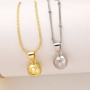 Gold and silver tone soccer ball pendant necklaces set, stylish sports themed jewelry accessories.