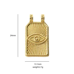 Colgante amuleto de mal de ojo dorado, accesorio de joyería para collar DIY, 24mm.