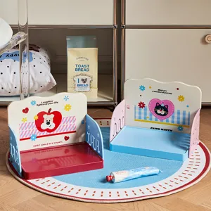 Table à manger pliable pour animaux avec imprimé cartoon, support de gamelle coloré pour chats.