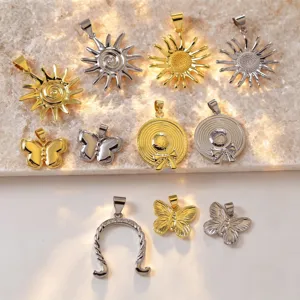 Messing 18K vergoldete Sonne Schmetterling Hut Anhänger für DIY handgemachte Halsketten Schmuck.