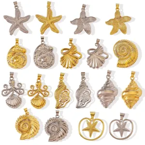 Commercio all'ingrosso ciondoli stella marina conchiglia placcati oro 18k, gioielli DIY.