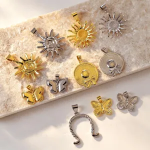 Messing 18K Vergoldete DIY Charms Sonne Schmetterling Hut Sonnenblume Anhänger Zirkonia Eingelegte Halskette Schmuckherstellungszubehör