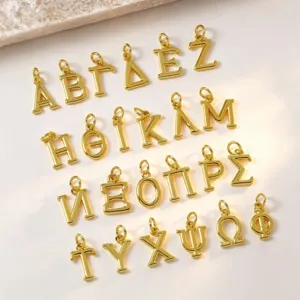 Pendentifs lettres alphabet grec plaqués or pour colliers fabrication de bijoux DIY