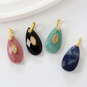 Natuurlijke steen druppel boze oog kristal koper hanger sieraden elegante ketting stijl