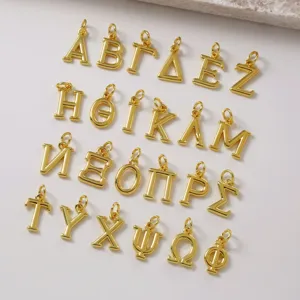 Ensemble de pendentifs alphabet grec plaqué or, 24 breloques DIY pour collier de bijoux.