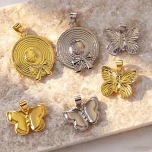 Messing 18K vergoldete Hut und Schmetterling Anhänger, detaillierte DIY Schmuckteile.