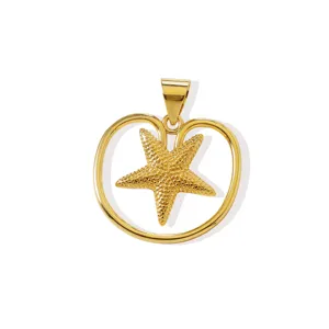 Ciondolo stella marina in ottone placcato oro stile oceano per collana gioielli fai da te.