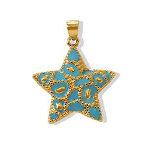 Prachtige 18k vergulde blauwe emaille ster hanger bedel voor DIY ketting armband sieraden.