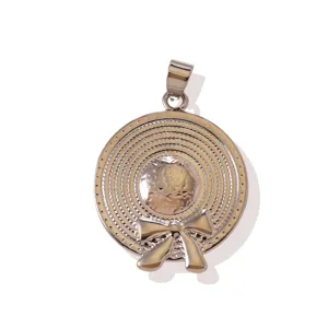 Messing 18K Weißgold beschichtet Hut Schleife Anhänger DIY Halskette Schmuck Zubehör.