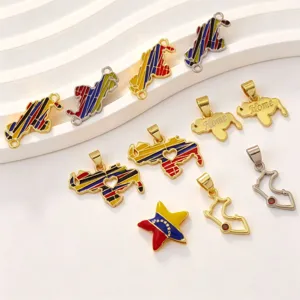 Venezuela map pendants DIY fashion necklaces enamel metal charms gold silver jewelry accessories