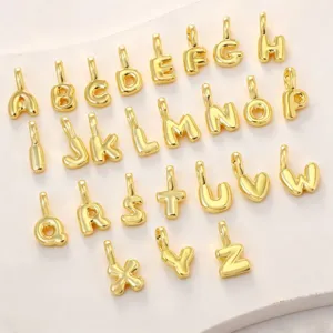 Gold 18K plated brass 26 alphabet letter pendants for DIY necklace jewelry making