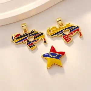 Venezuela map star enamel pendants DIY jewelry accessories set for fashion necklace making crafting.