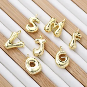 Gold puffy letter charms 3D initial alphabet pendants cute necklace jewelry making wholesale