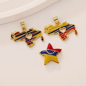 Venezuela map star enamel gold plated pendants DIY fashion necklace jewelry accessories
