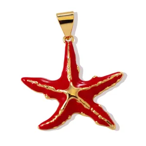 Ciondolo a stella Marina in ottone rosso olio goccia stile dolce gioiello accessorio moda