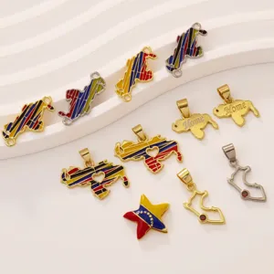 Venezuela map pendant charms colorful enamel DIY necklace jewelry accessories detail view