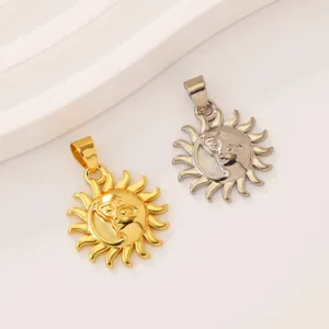 Pendentif en laiton visage de soleil doré et argenté pour colliers bracelets DIY.