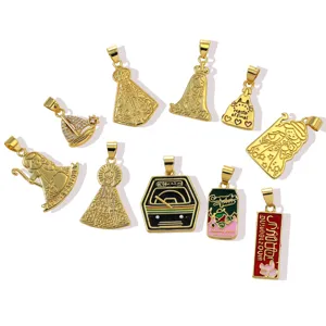 Wholesale brass gold-plated enamel DIY jewelry pendant charms set for fashion accessories handmade