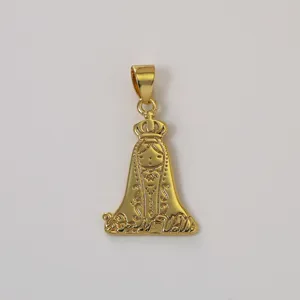 Gold plated brass religious pendant charm stylish accessory for DIY jewelry making crafts