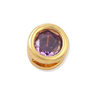 Purple zirconia DIY charm detail, gold plated copper bead for custom necklace and bracelet.