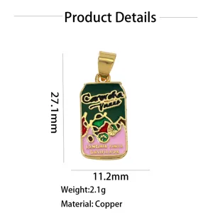 Copper enamel soda can pendant DIY jewelry accessory, stylish European and American style charm.