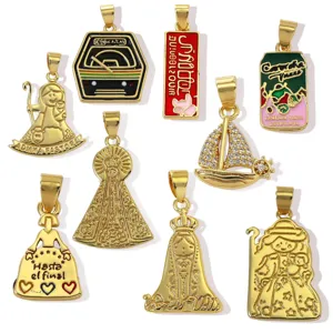 Spanish style brass enamel pendants DIY jewelry making accessories fashion charms set collection