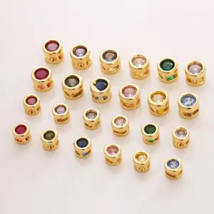Colorful zirconia copper charm beads for DIY necklace bracelet jewelry making details.