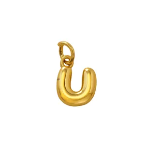 Vergoldeter puffiger Buchstaben Anhänger Charm süßes Alphabet Halskette Accessoire