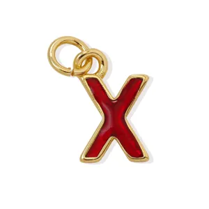 Ciondolo lettera X in smalto rosso dorato accessorio DIY per collana braccialetto gioielli