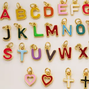 Ciondoli con lettere dell'alfabeto smaltate colorate oro metallo accessori gioielli