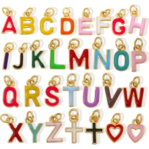 Ciondoli alfabeto 26 colorati dopamina ciondoli lettere smaltate per creazione gioielli fai da te