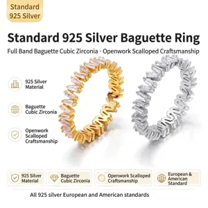 925 Sterlingsilber V-Form Eternity Band Ring Mit Baguette Zirkonia Gold Rhodium Plattiert Minimalistisch Fingerring Für Damen Schmuck