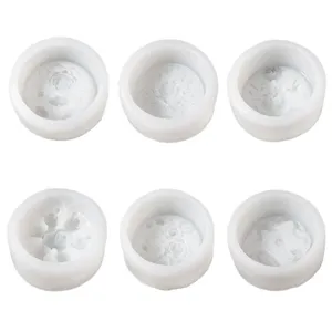 Set of 6 round embossed rose silicone molds for DIY soap and cake decoration