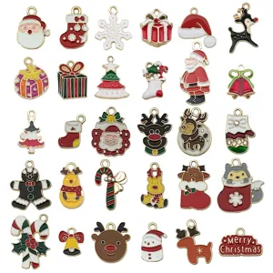 Christmas enamel charms alloy pendants assortment set for jewelry making