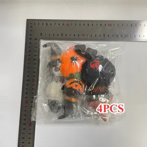 Lot de 4 suspensions Halloween en peluche sorcière et citrouille avec règle