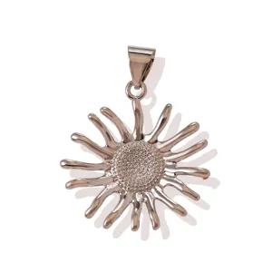 Messing weißgold beschichteter Sonnen Anhänger Detail, DIY Schmuck Halskette Zubehör Charm.