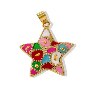 Verguld koper kleurrijke emaillen ster hanger DIY ketting armband sieraden detail