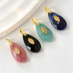 Natuursteen druppel boze oog kristal koperen hanger sieraden accessoire kleurrijke groothandel