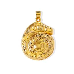 Pendente conchiglia in ottone placcato oro per collana DIY stile oceano accessori gioielli