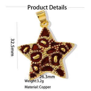 Koper 18k verguld oliedruppel ster hanger charm voor DIY ketting armband sieraden.