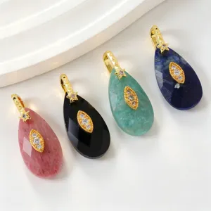 Natuursteen Kristal Traanvorm Boze Oog Hanger Koper Strass Ster Bedels Verguld Vergulde DIY Halsketting Sieraden Accessoires Voor Vrouwen