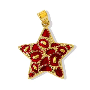 Prachtige 18K vergulde rode geëmailleerde sterhanger, perfect voor DIY kettingen en armbanden.