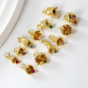 Gold flower birthstone charms pendant DIY jewelry making accessories for custom necklaces.