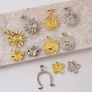 Messing 18K Gold und Silber Sonne Schmetterling Hut DIY Halskette Anhänger Schmuck.