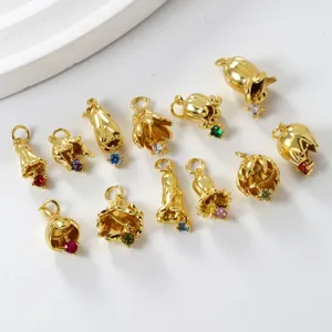 18K brass zircon flower charms pendant DIY jewelry making accessories component set